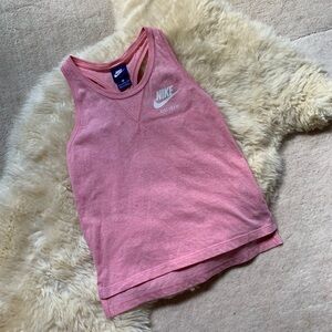 Nike Swoosh Racerback Crop Tank Top Pink Cotton